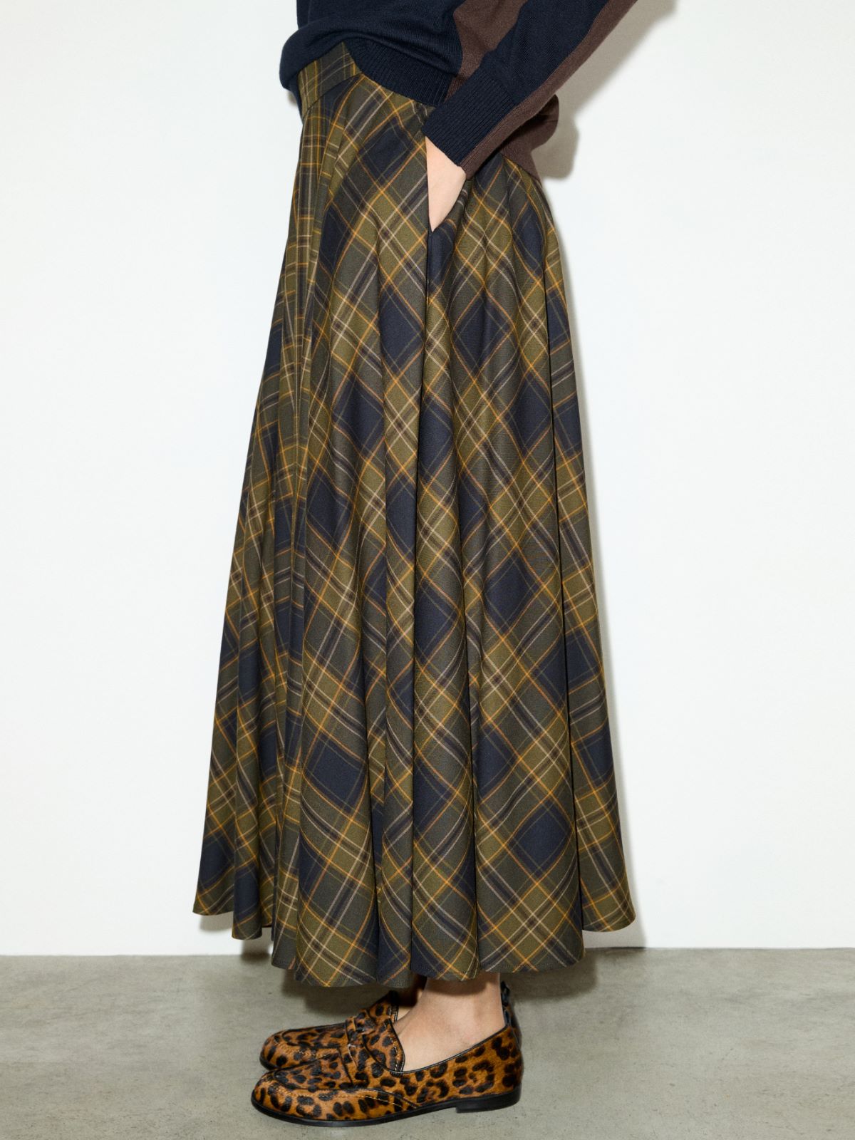 Checked midi skirt - OLIVE - MAX&Co. - 4