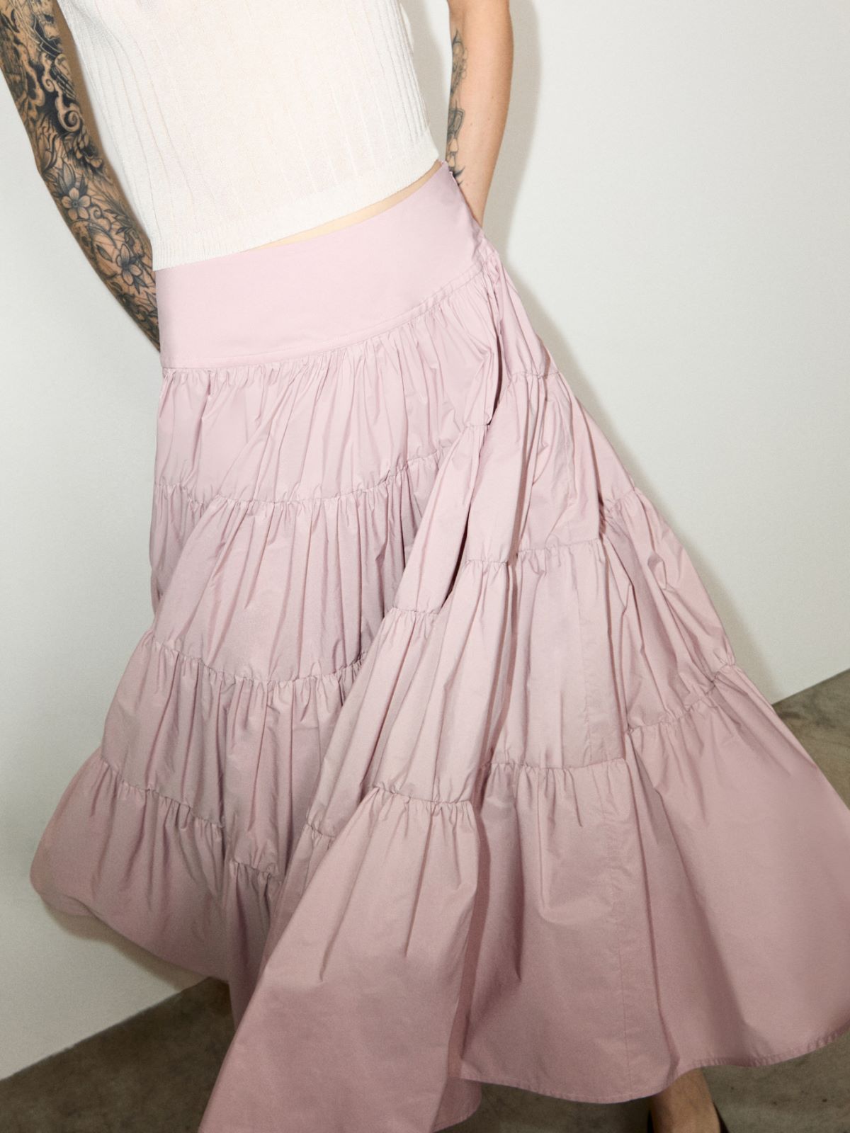 Tiered taffeta corolla skirt - PINK - MAX&Co. - 4