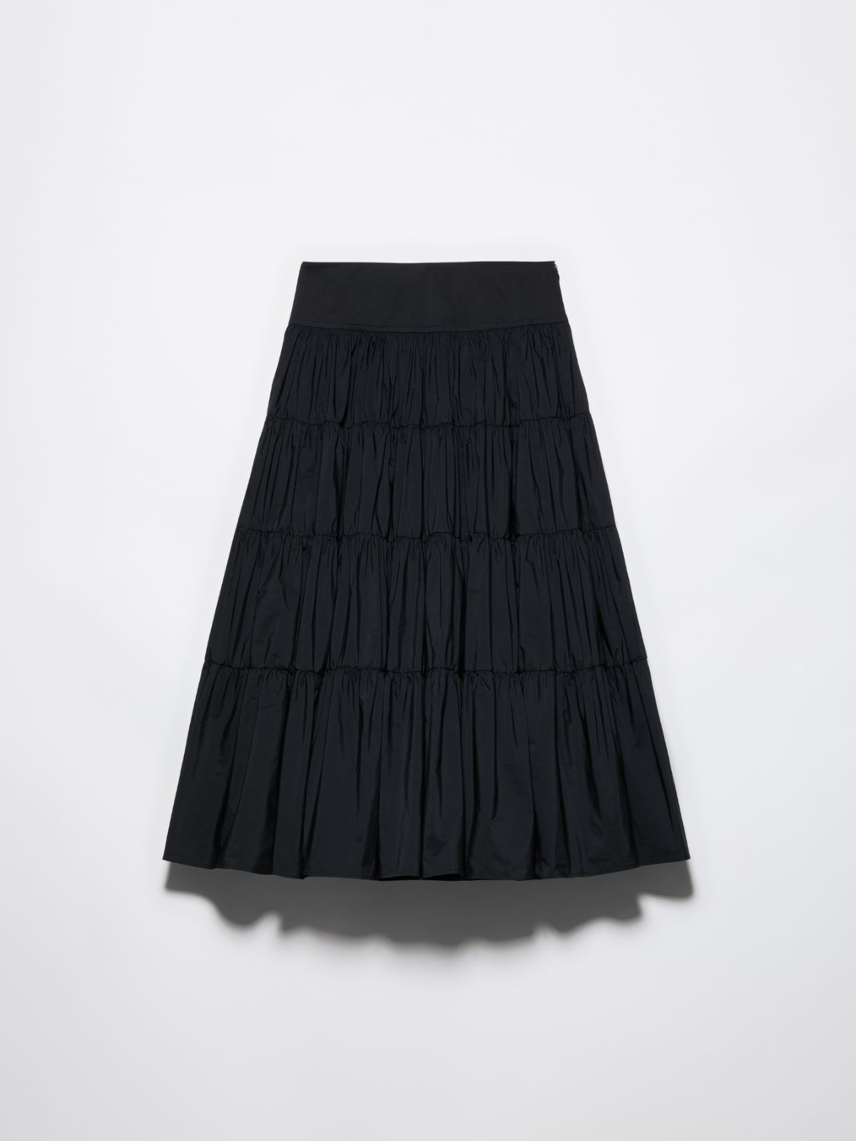 Falda corola escalonada de tafetán - NEGRO - MAX&Co.