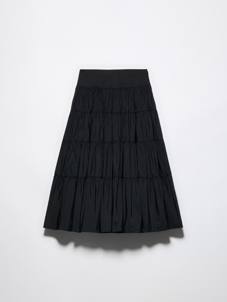 Falda corola escalonada de tafetán - NEGRO - MAX&Co.