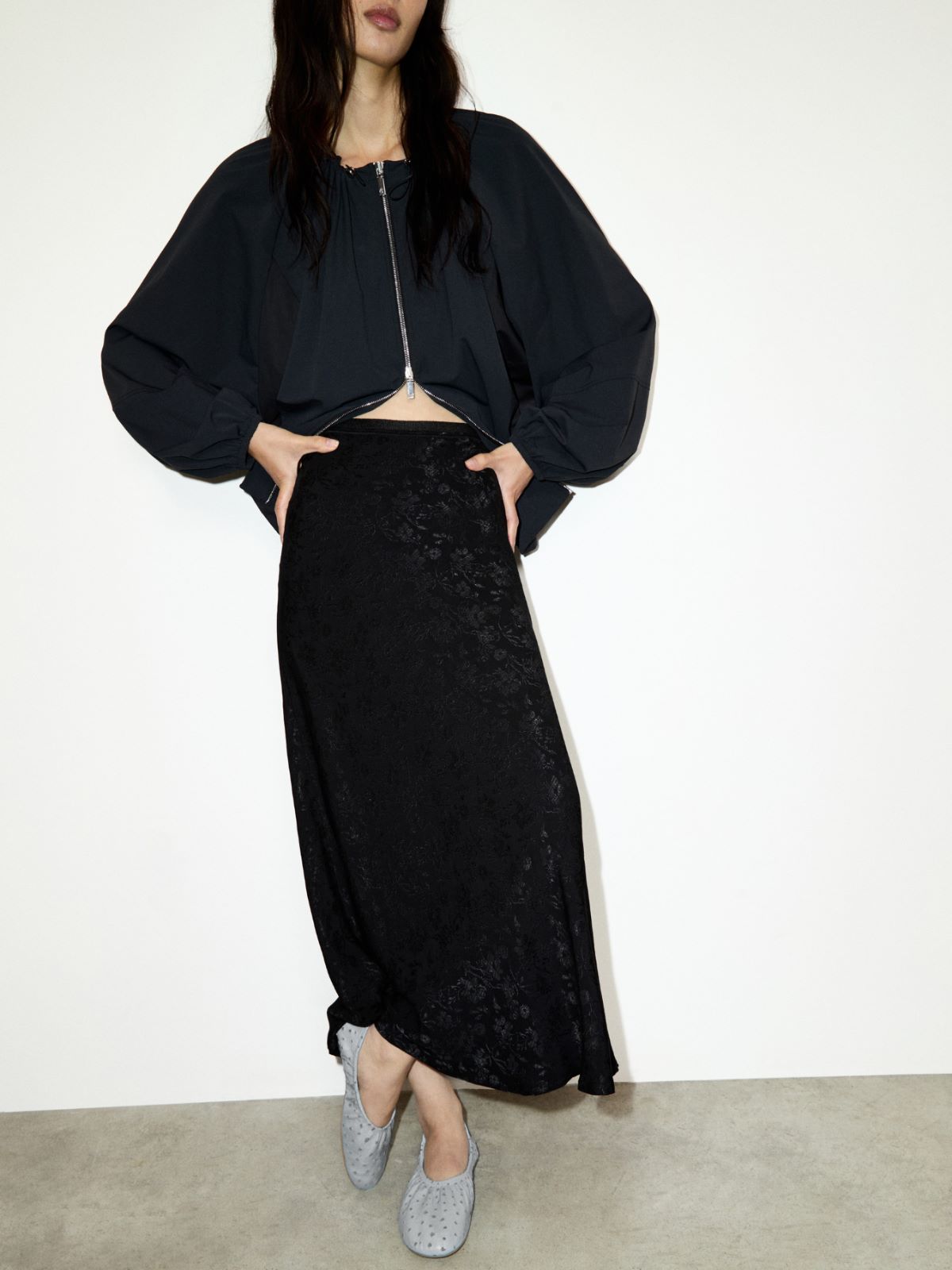 Jacquard midi skirt - BLACK - MAX&Co.