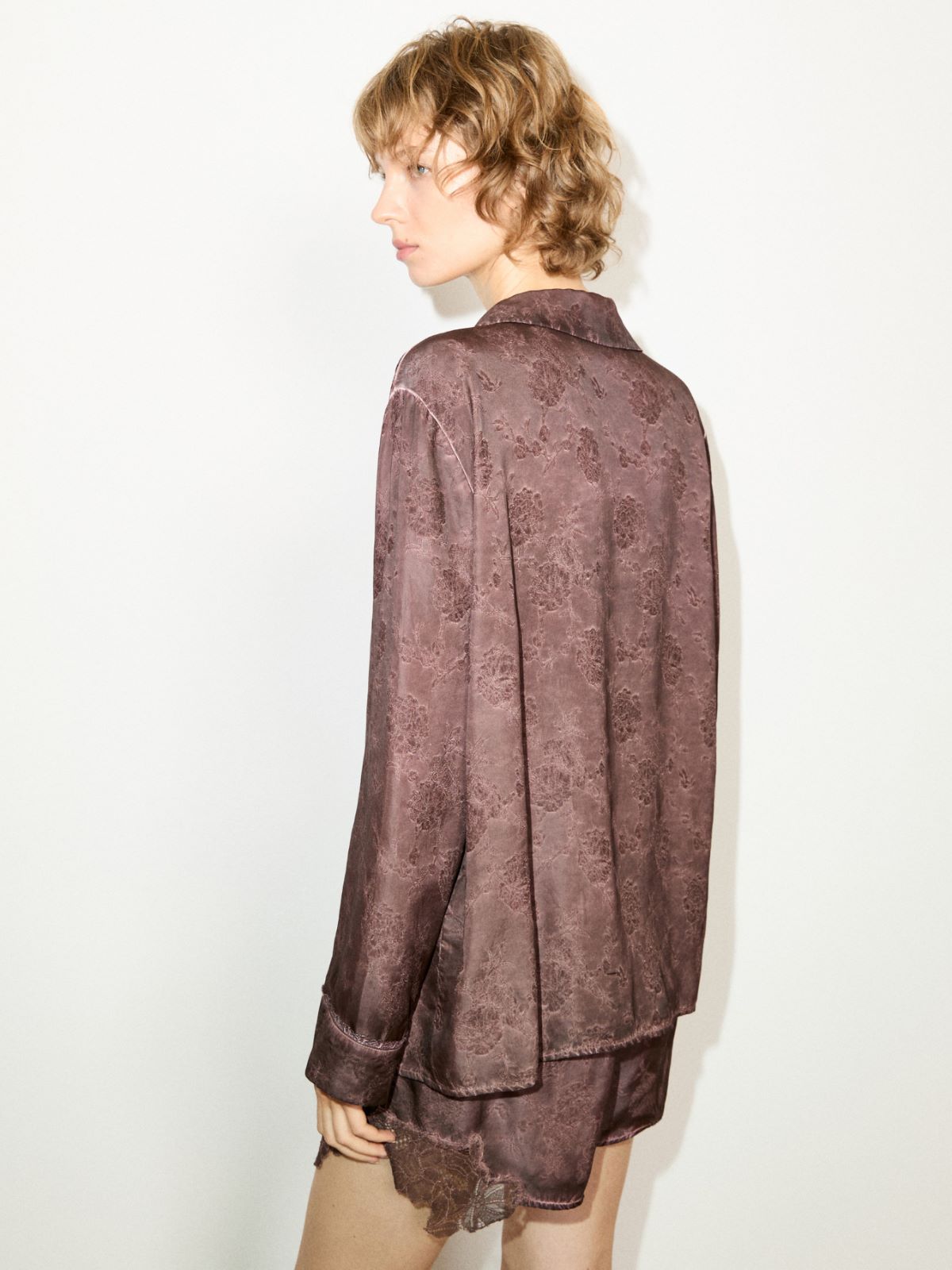 Camicia jacquard con pizzo - CIOCCOLATO - MAX&Co.