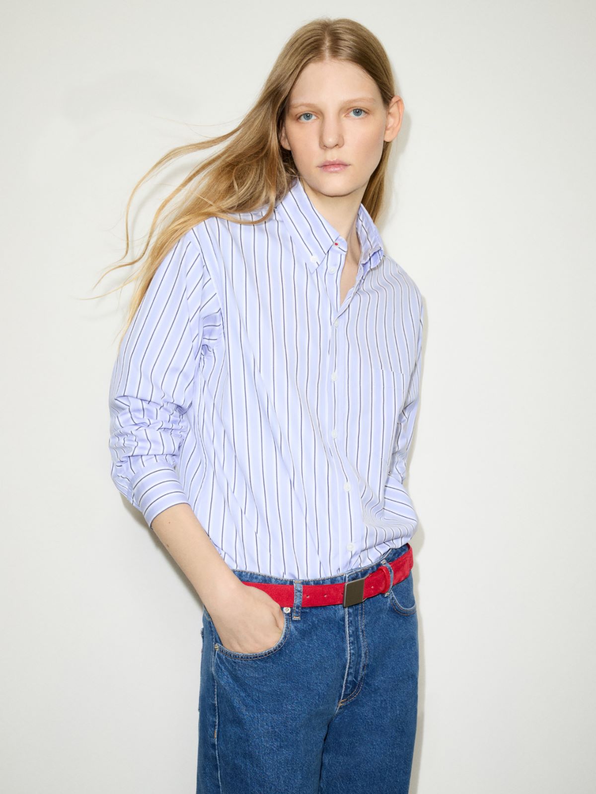 Cotton-poplin shirt - NAVY - MAX&Co.