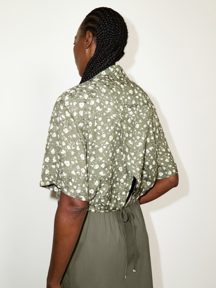 Camicia in tessuto jacquard - KAKI - MAX&Co.
