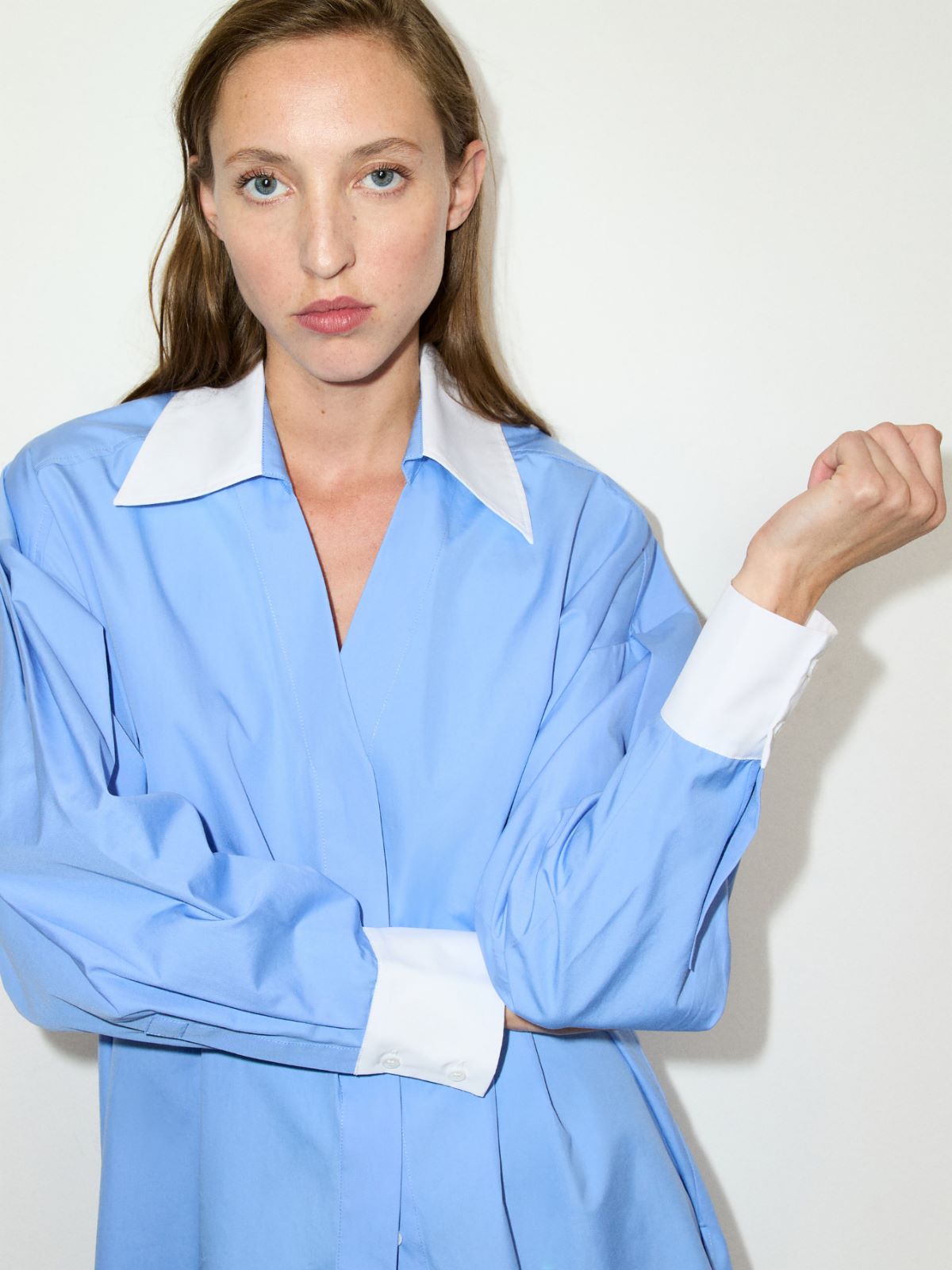 Camisa extragrande de popelina - AZUL - MAX&Co.