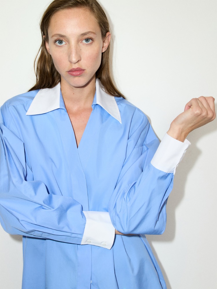 Camisa extragrande de popelina - AZUL - MAX&Co.