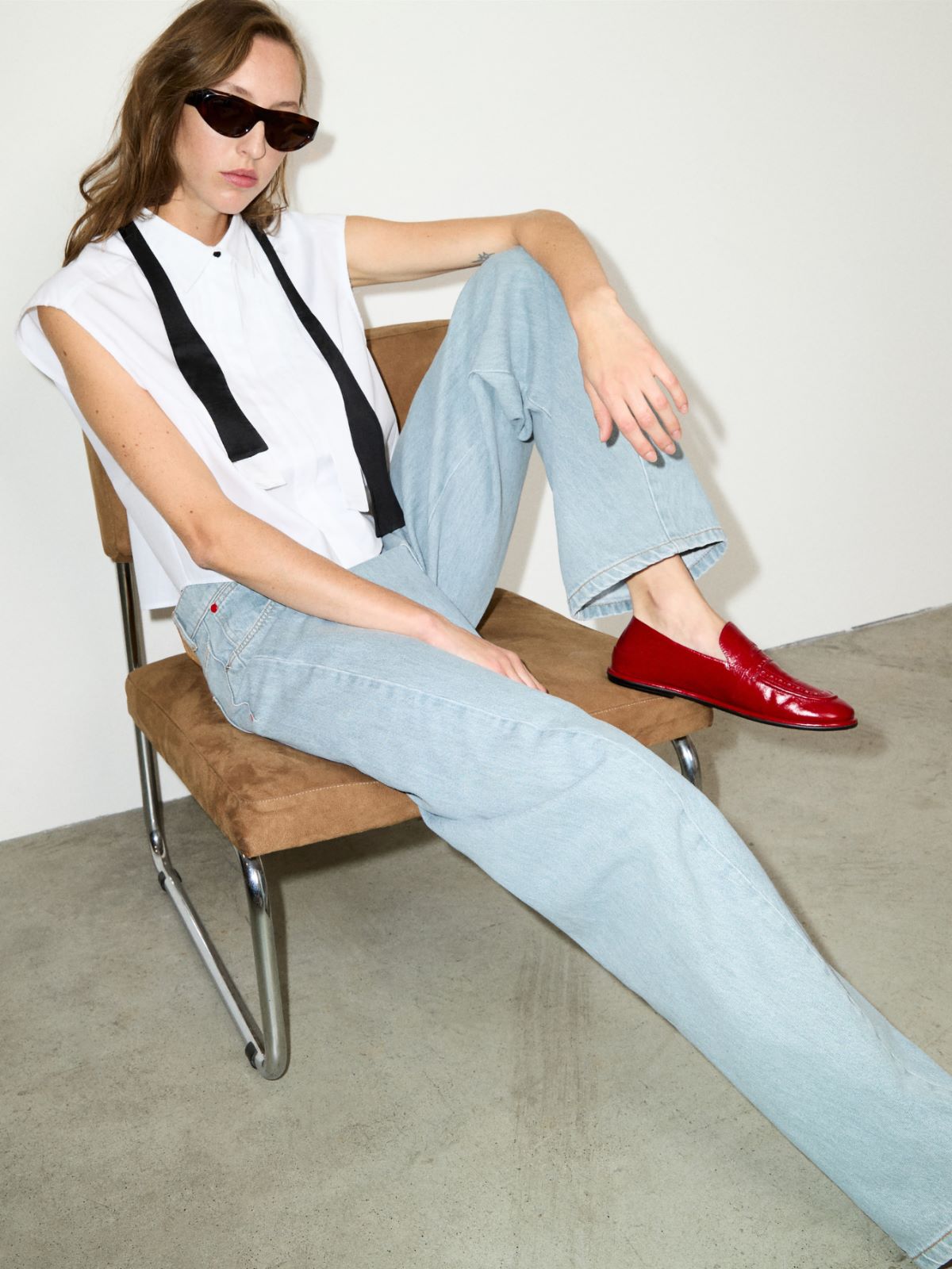 Camicia cropped con plastron - BIANCO OTTICO - MAX&Co.