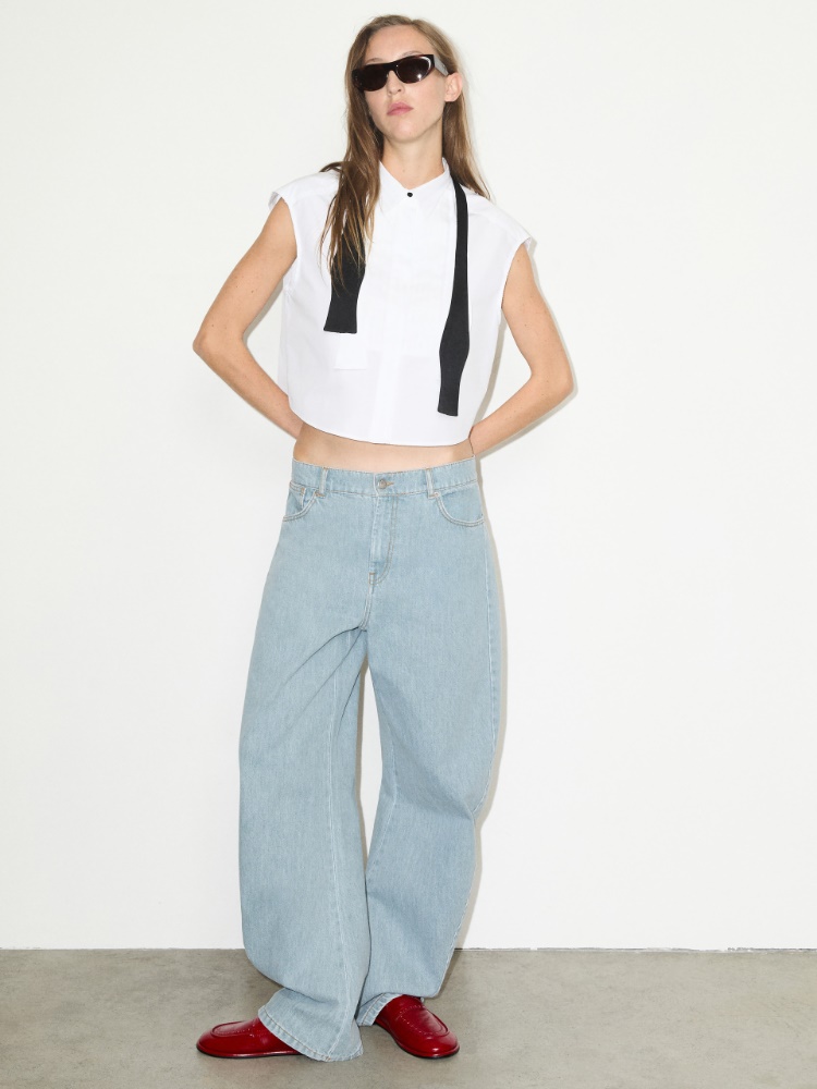 Camicia cropped con plastron - BIANCO OTTICO - MAX&Co.