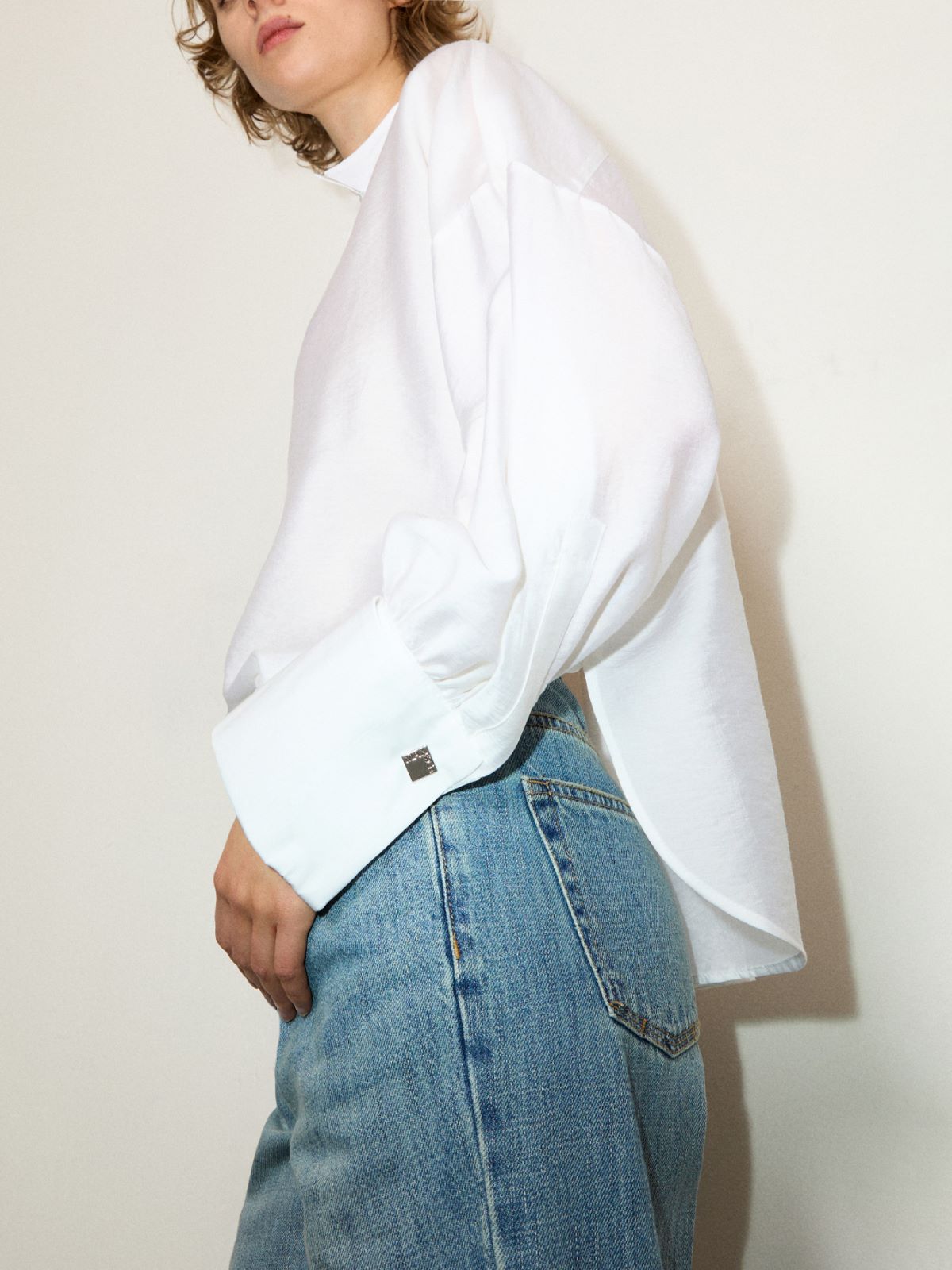 Voile shirt with cufflinks - OPTICAL WHITE - MAX&Co. - 5