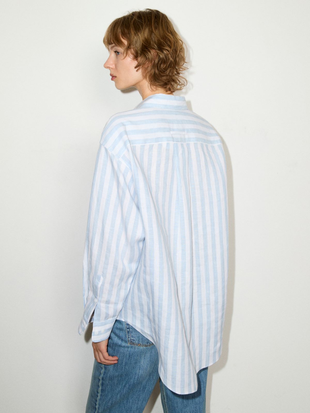 Camicia in lino con ricamo - BLU - MAX&Co.