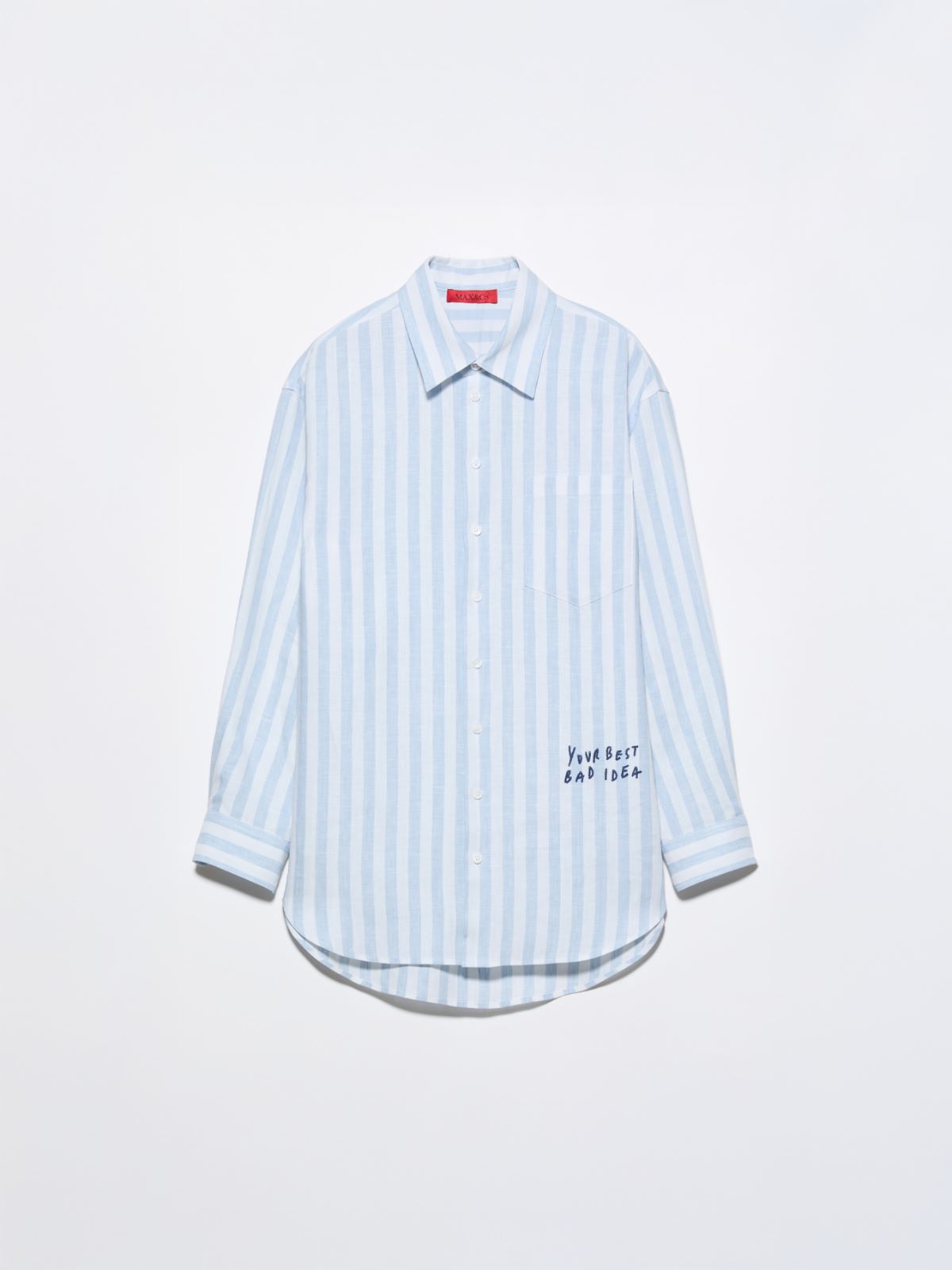 Camicia in lino con ricamo - BLU - MAX&Co.
