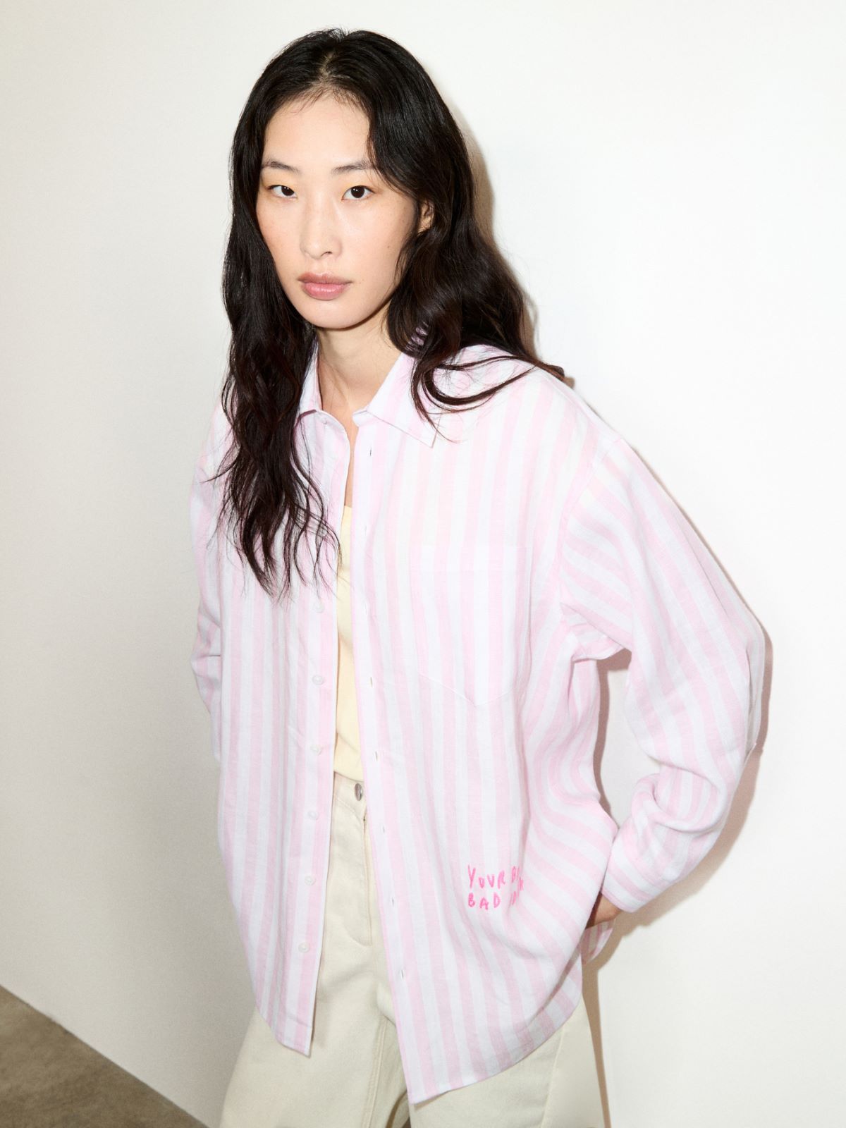 Camicia in lino con ricamo - ROSA - MAX&Co.