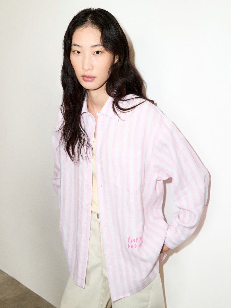 Camicia in lino con ricamo - ROSA - MAX&Co.
