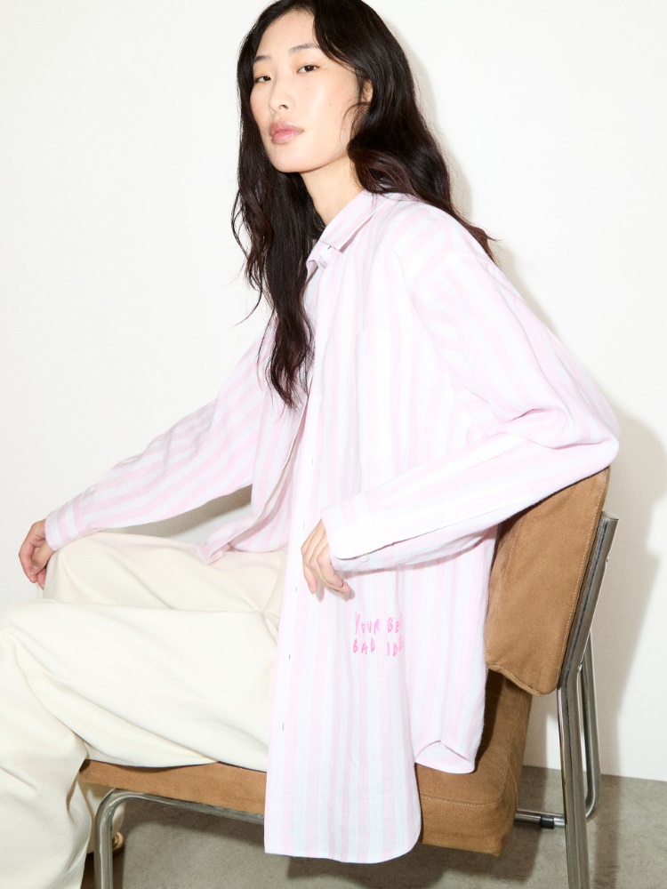 Camicia in lino con ricamo - ROSA - MAX&Co.