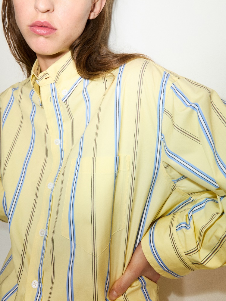 Striped cotton-poplin shirt - YELLOW - MAX&Co.