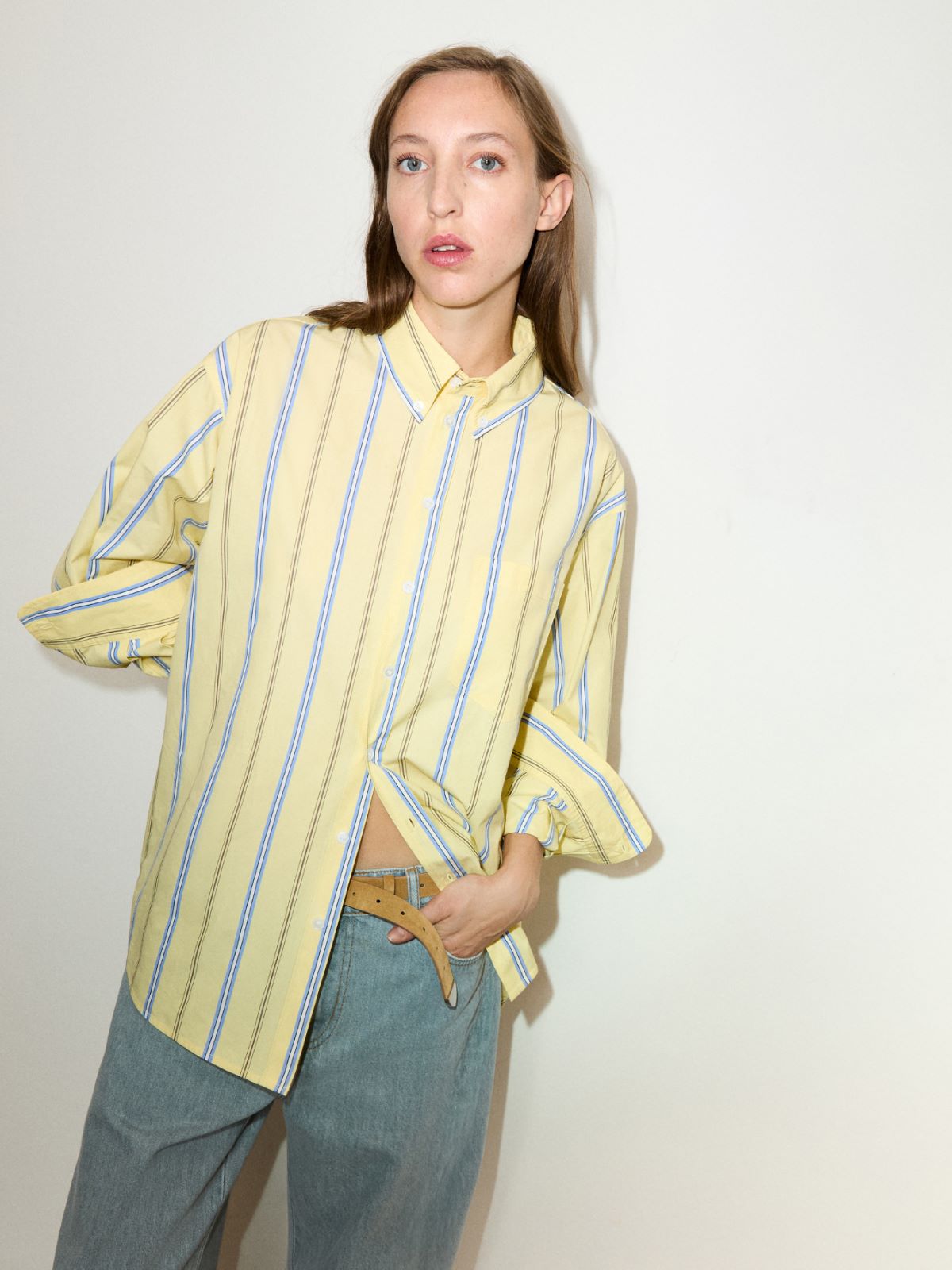 Striped cotton-poplin shirt - YELLOW - MAX&Co.