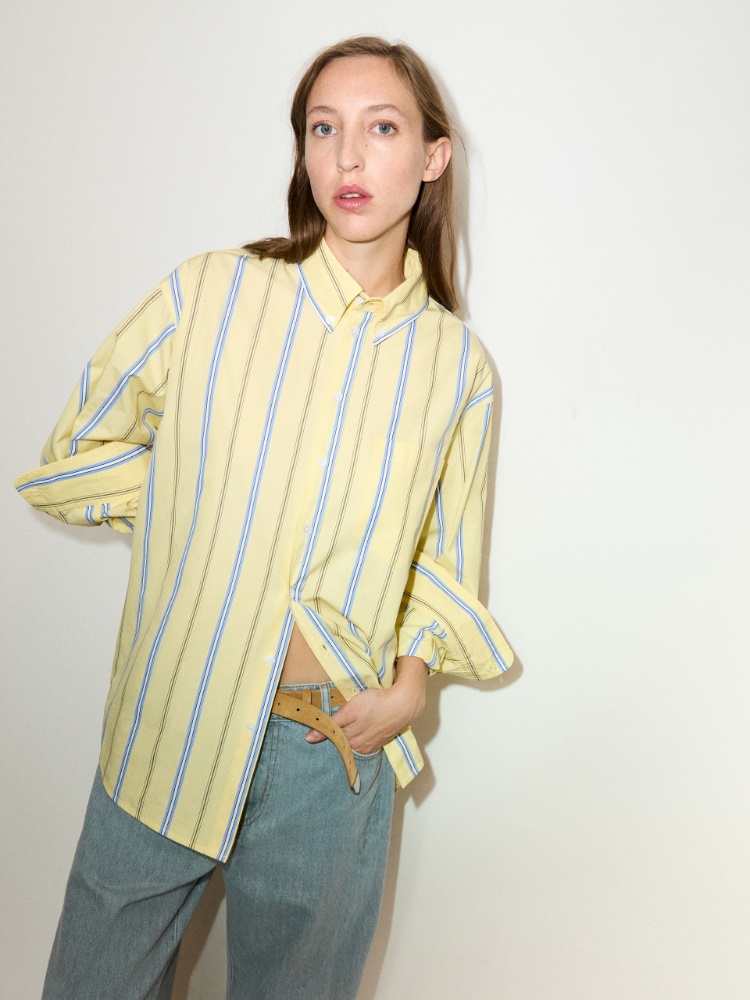 Striped cotton-poplin shirt - YELLOW - MAX&Co.