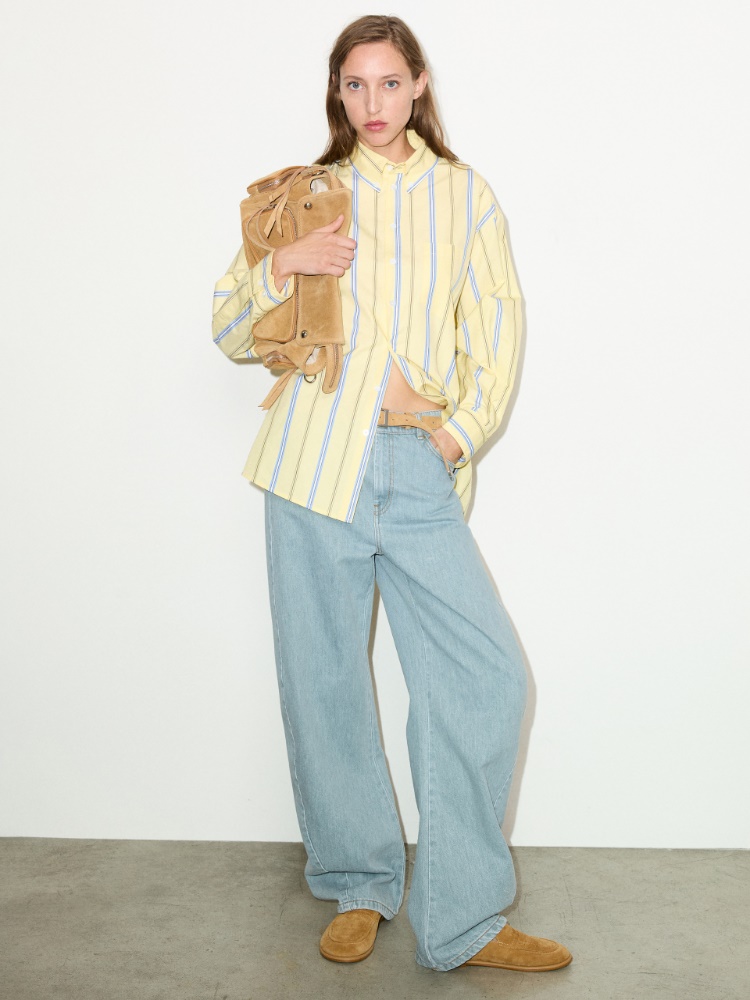 Striped cotton-poplin shirt - YELLOW - MAX&Co.