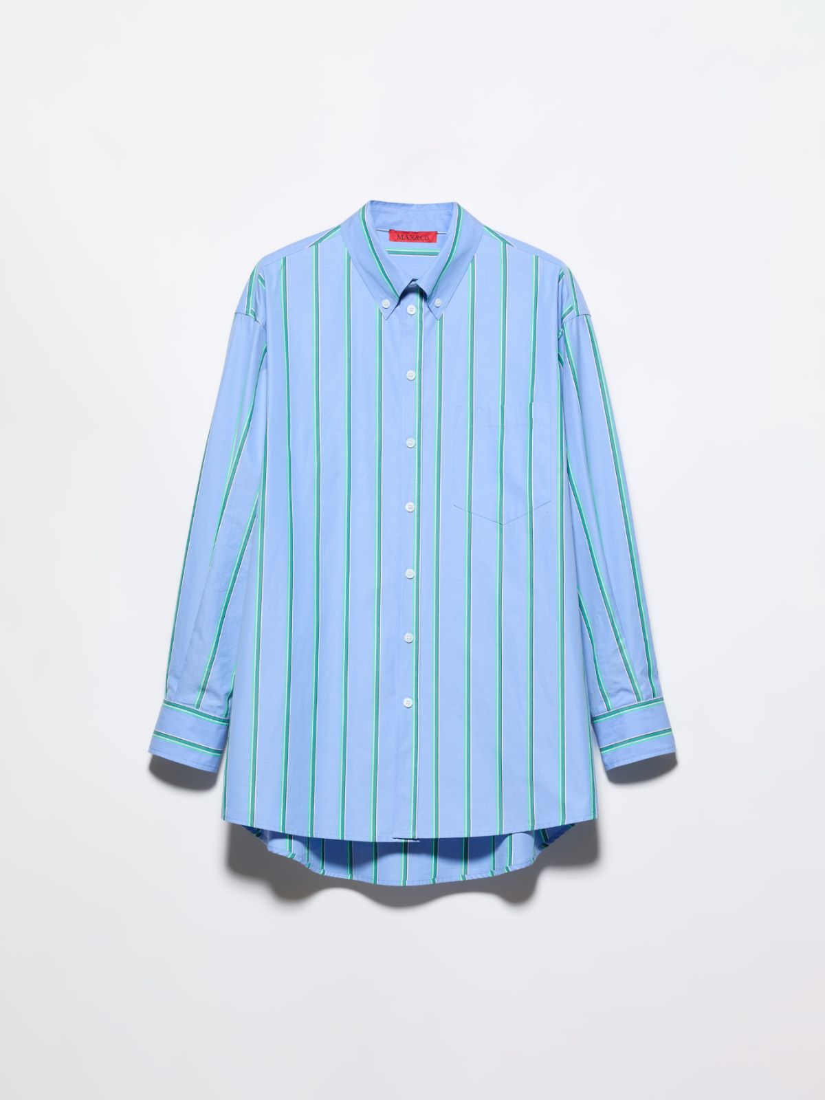 Camisa de popelina de algodón a rayas - AZUL - MAX&Co.
