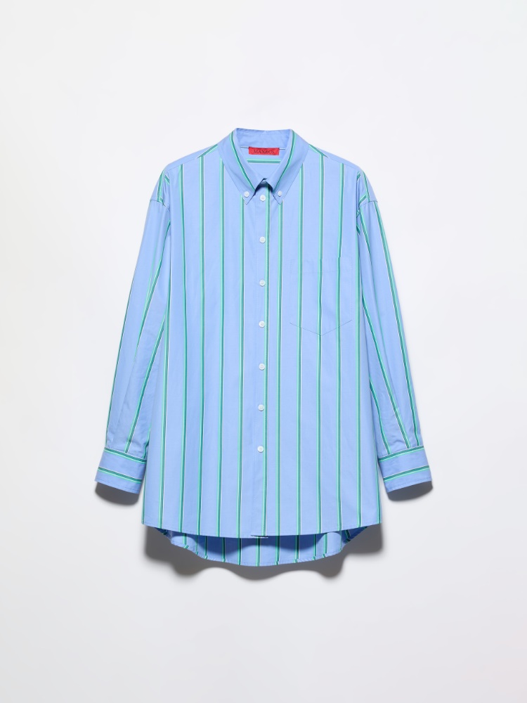 Camisa de popelina de algodón a rayas - AZUL - MAX&Co.