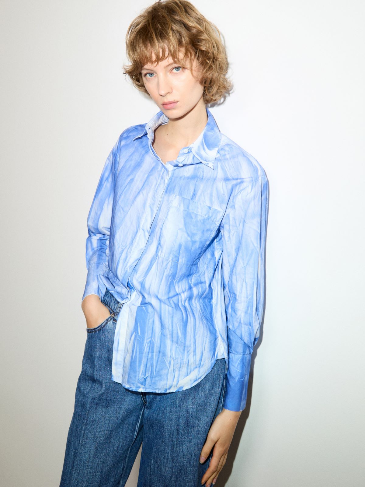 Camisa de popelina de algodón - AZUL - MAX&Co.