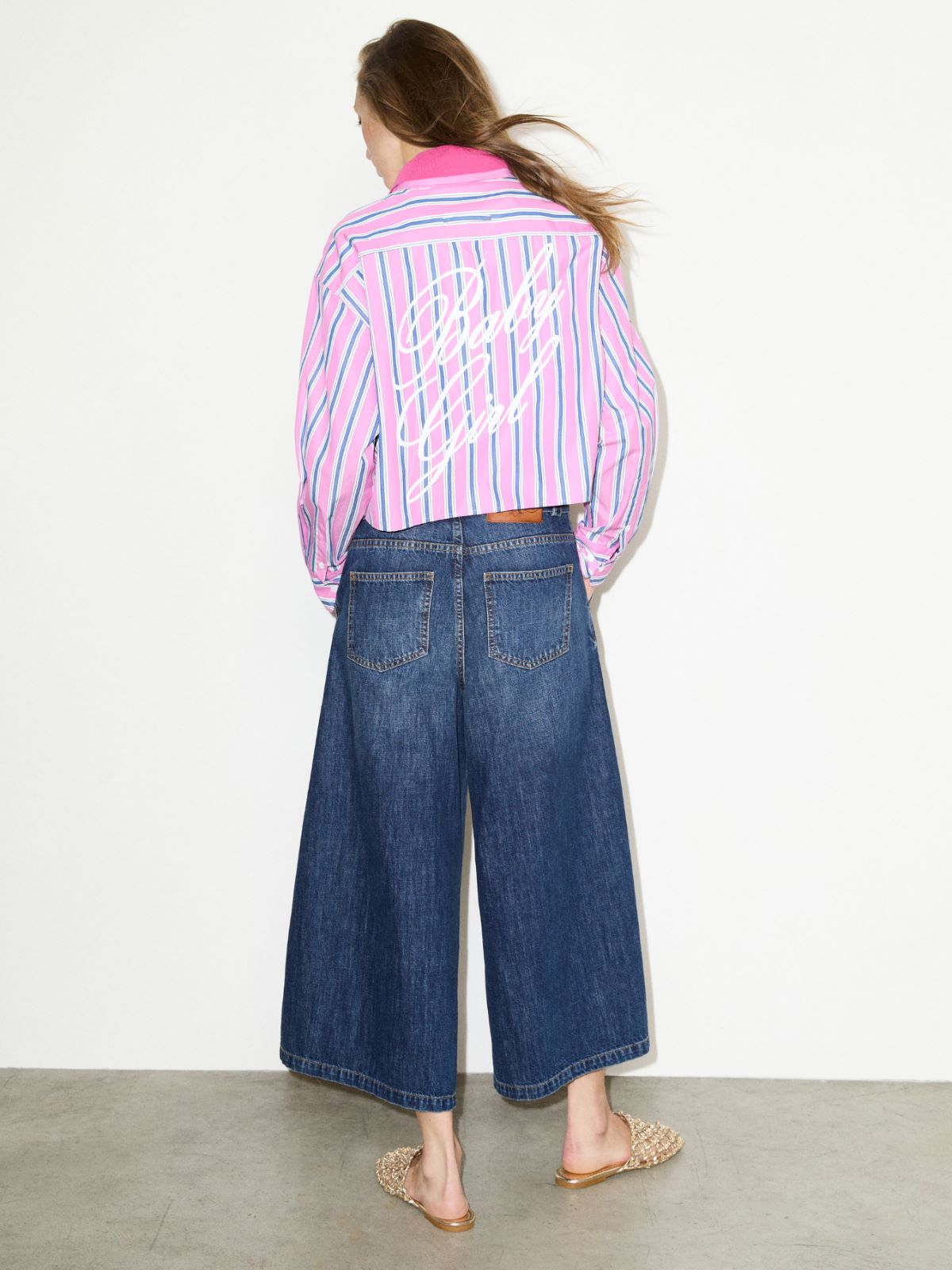 Cropped striped cotton shirt - PINK - MAX&Co. - 5