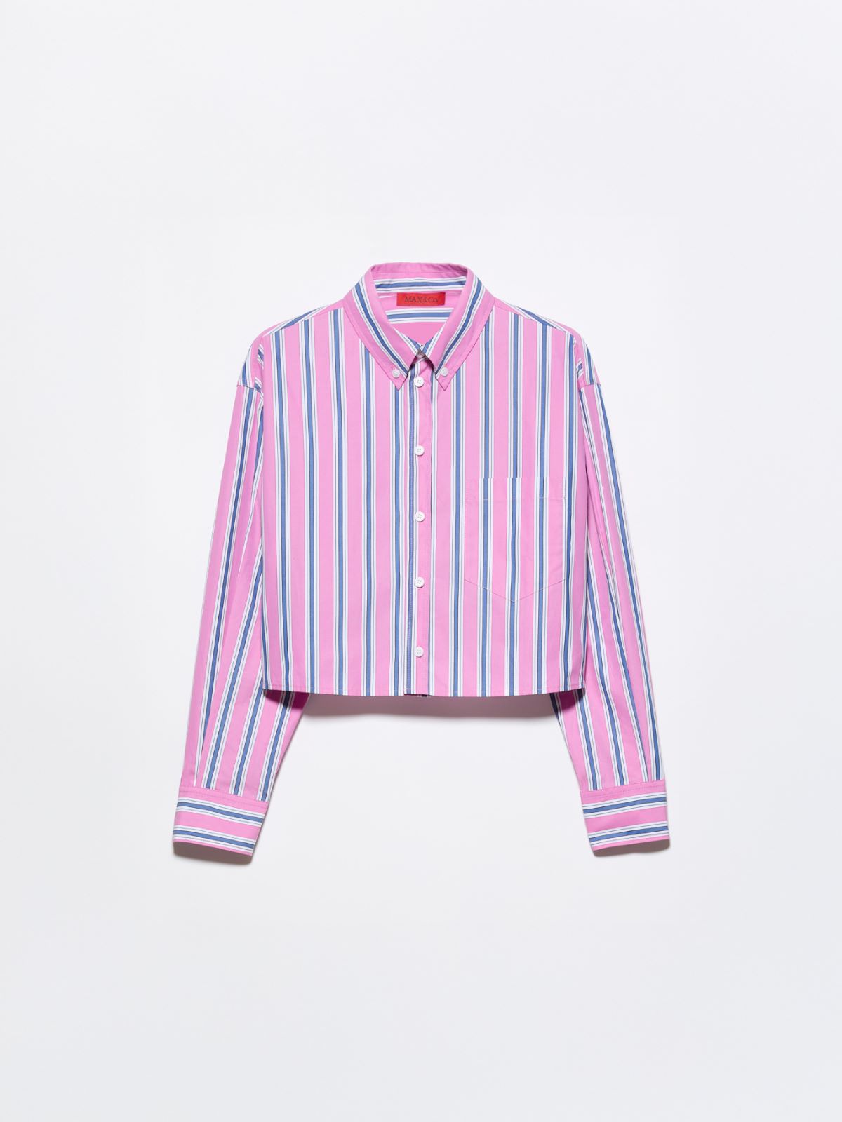 Cropped striped cotton shirt - PINK - MAX&Co.