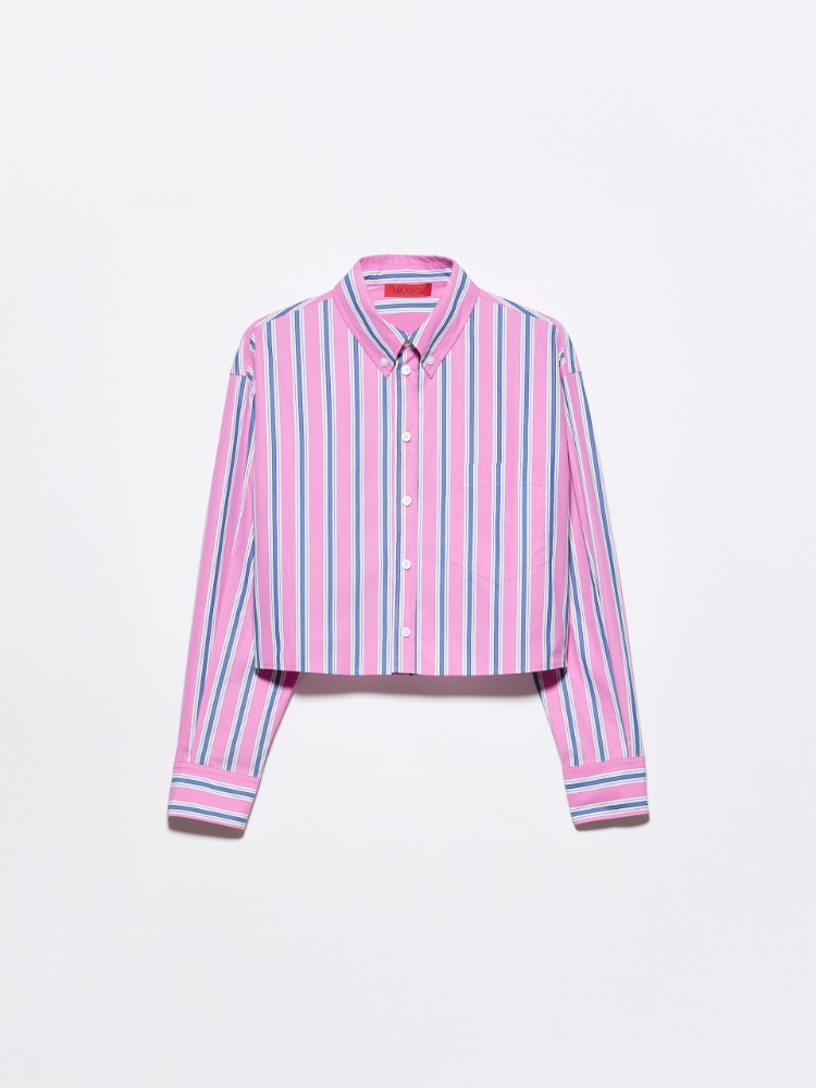 Cropped striped cotton shirt - PINK - MAX&Co.