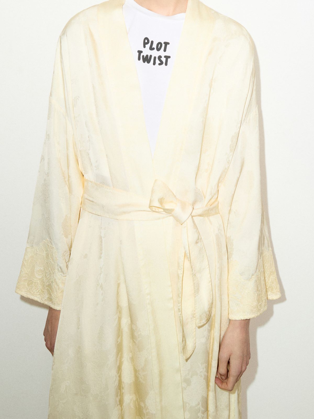Floral-jacquard duster coat - BANANA - MAX&Co. - 4
