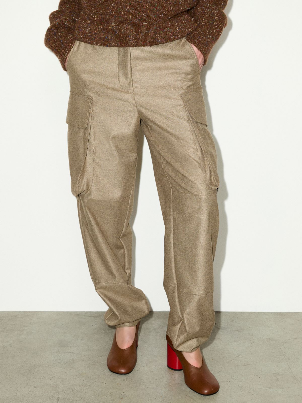 Flannel cargo trousers - MELANGE GREY - MAX&Co.