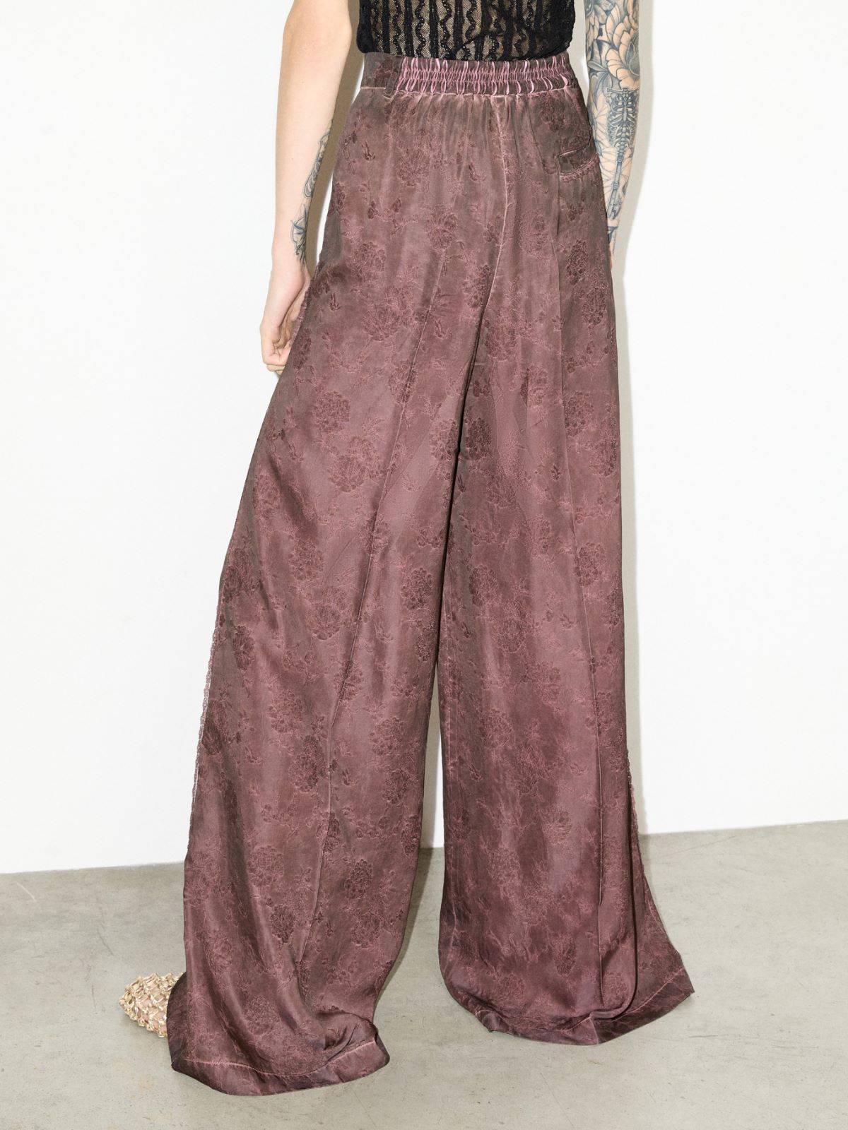 Hose aus fließendem Jacquard - SCHOKOLADE - MAX&Co.