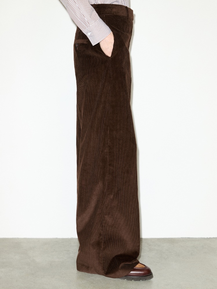 Wide-leg corduroy trousers - DARK BROWN - MAX&Co. - 3