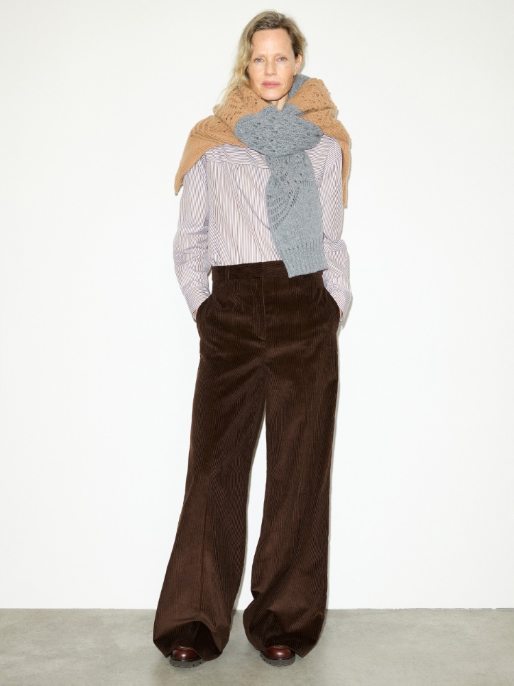 Wide-leg corduroy trousers - DARK BROWN - MAX&Co.