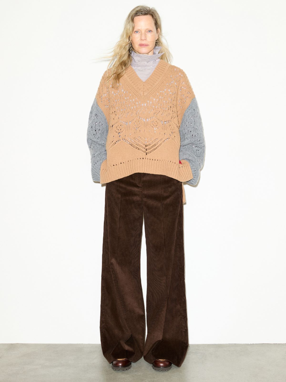 Wide-leg corduroy trousers - DARK BROWN - MAX&Co. - 5