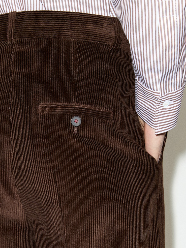 Wide-leg corduroy trousers - DARK BROWN - MAX&Co. - 4