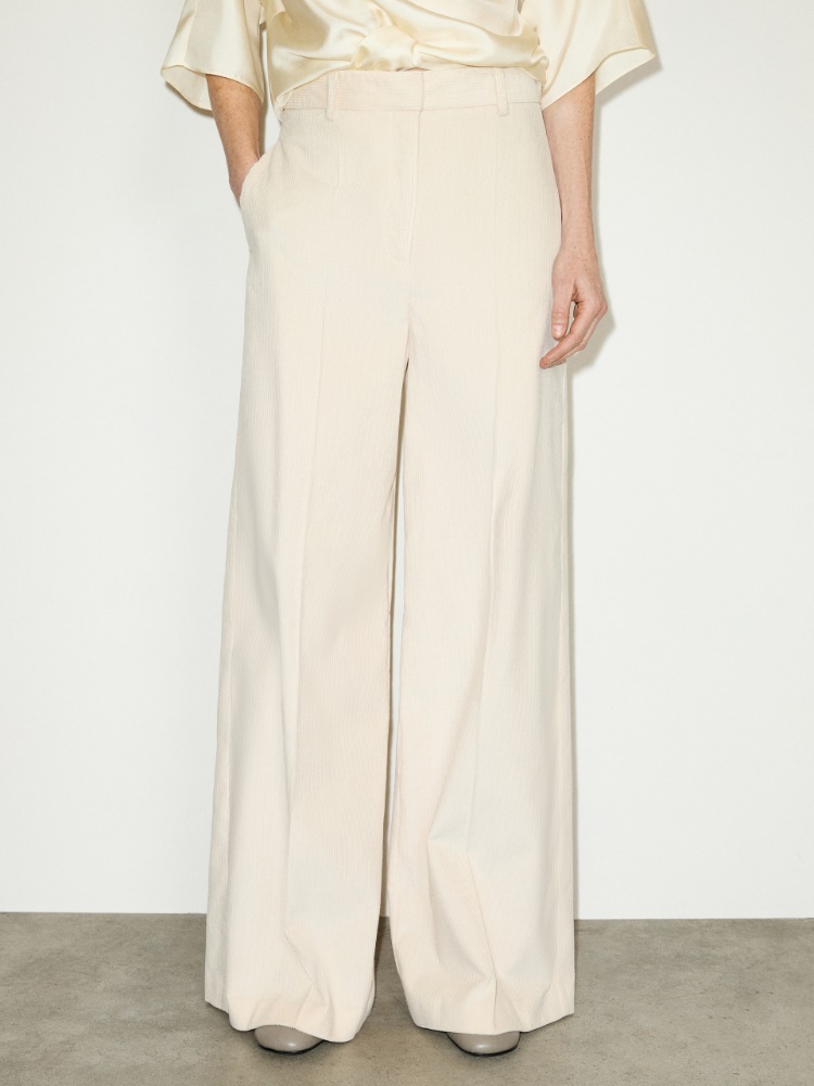 Wide-leg corduroy trousers - MILK - MAX&Co.