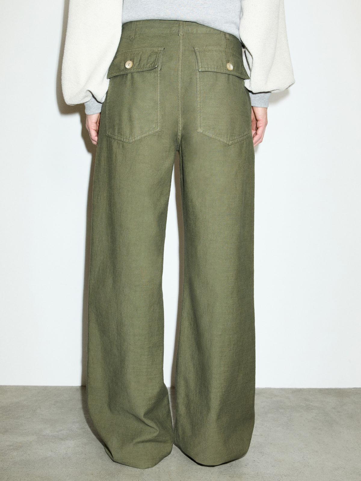 Slubby straight-leg trousers - KAKI - MAX&Co. - 2