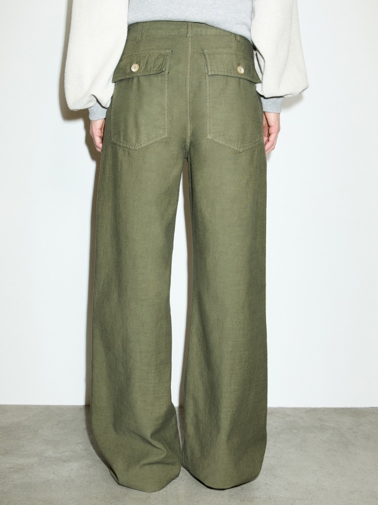 Slubby straight-leg trousers - KAKI - MAX&Co. - 2