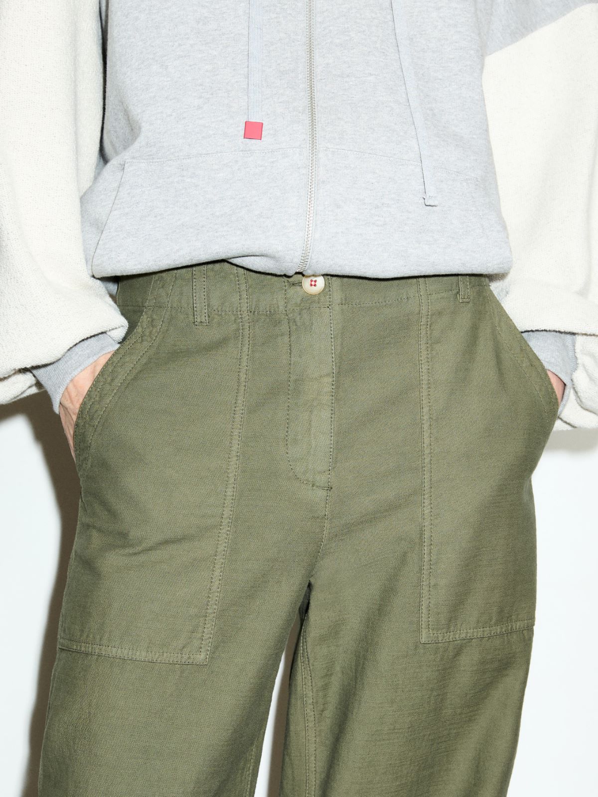 Slubby straight-leg trousers - KAKI - MAX&Co. - 3
