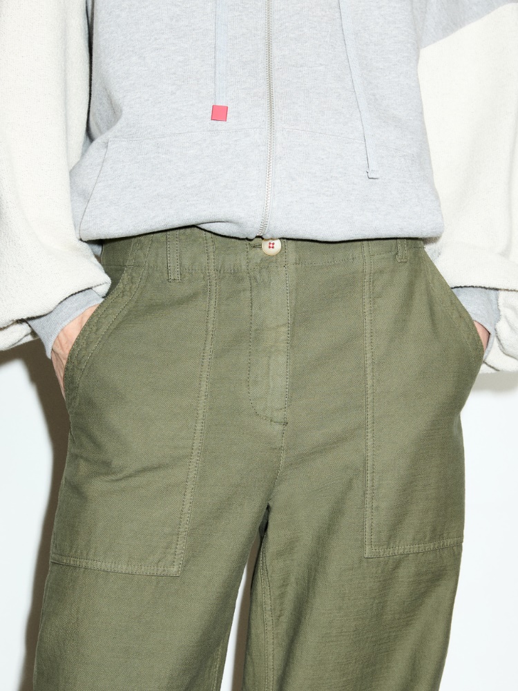Slubby straight-leg trousers - KAKI - MAX&Co. - 3