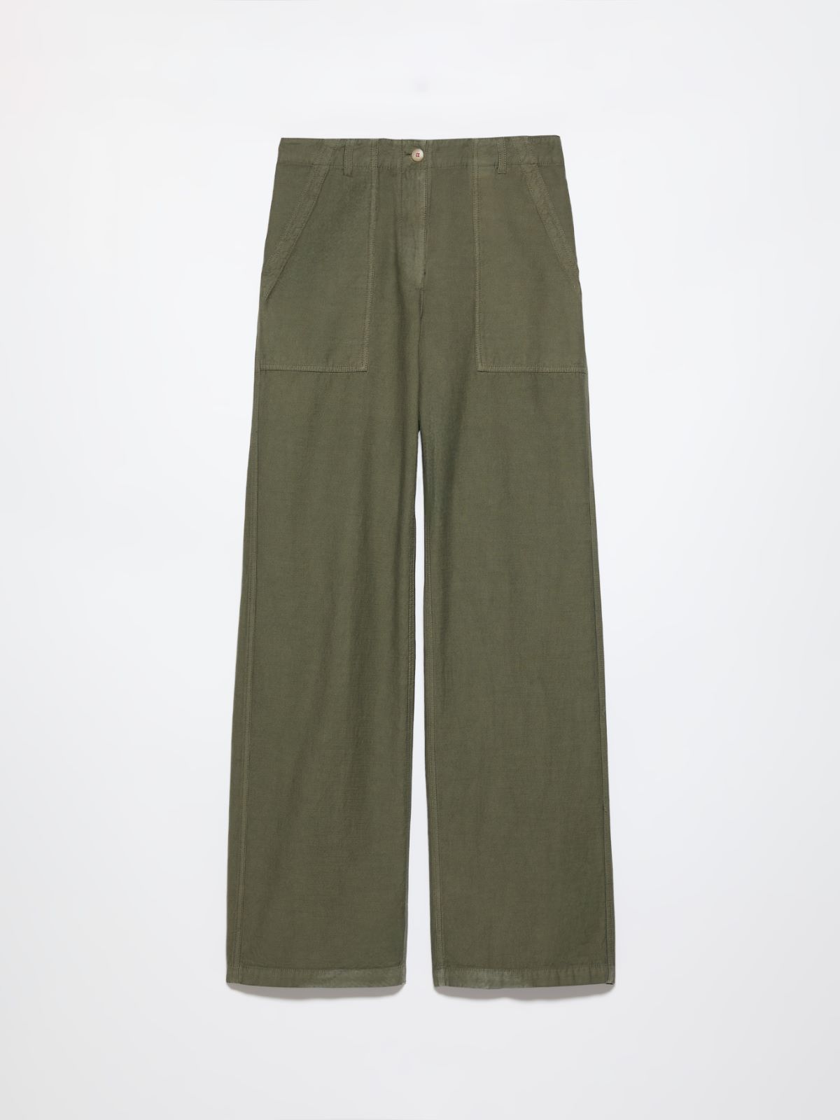 Slubby straight-leg trousers - KAKI - MAX&Co. - 5
