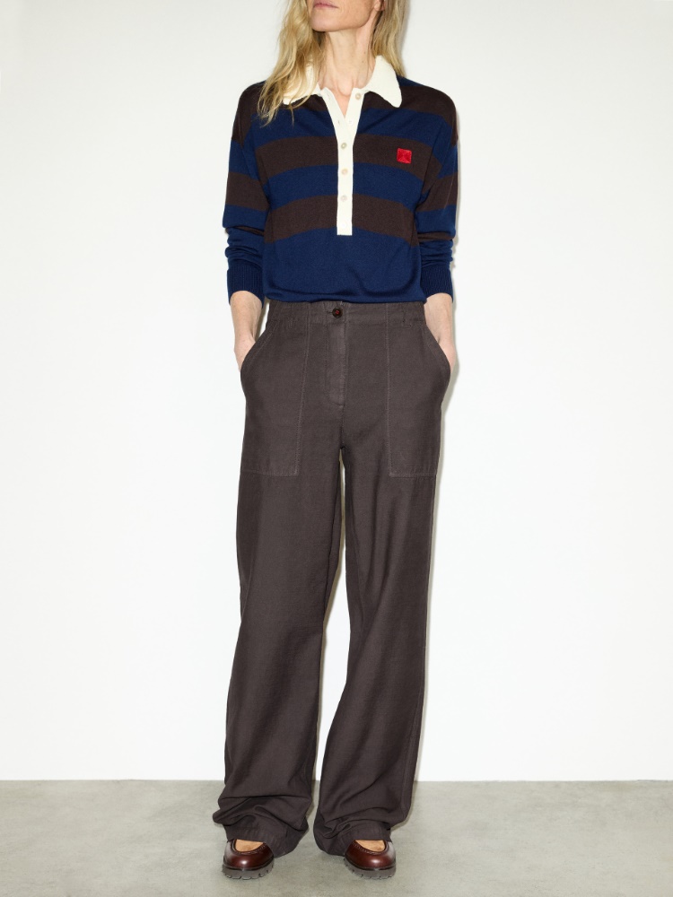 Slubby straight-leg trousers - DARK BOWN - MAX&Co.