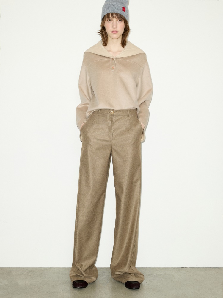 Wide-leg flannel trousers - MELANGE GREY - MAX&Co.
