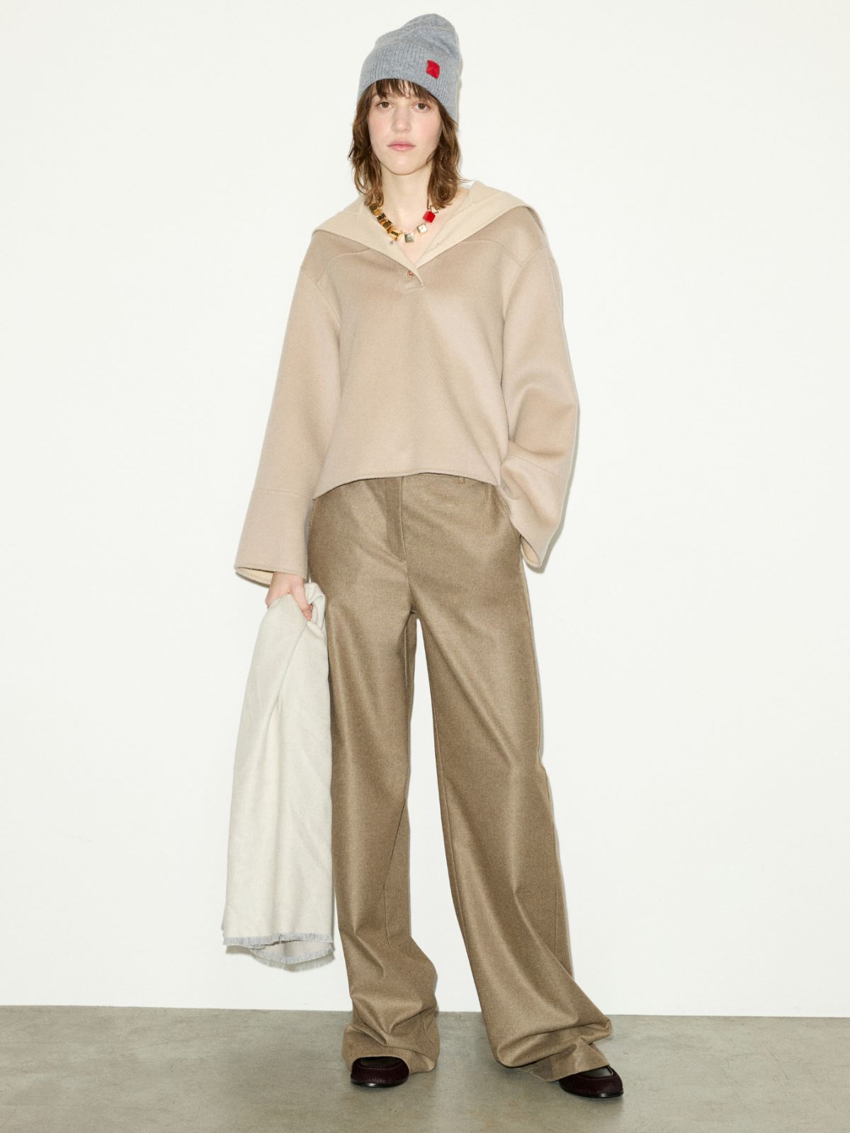 Wide-leg flannel trousers - MELANGE GREY - MAX&Co. - 4