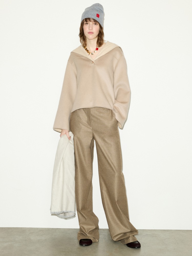 Wide-leg flannel trousers - MELANGE GREY - MAX&Co. - 4