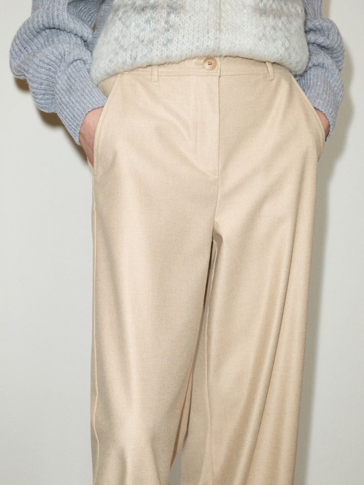 Wide-leg flannel trousers - BEIGE - MAX&Co. - 3