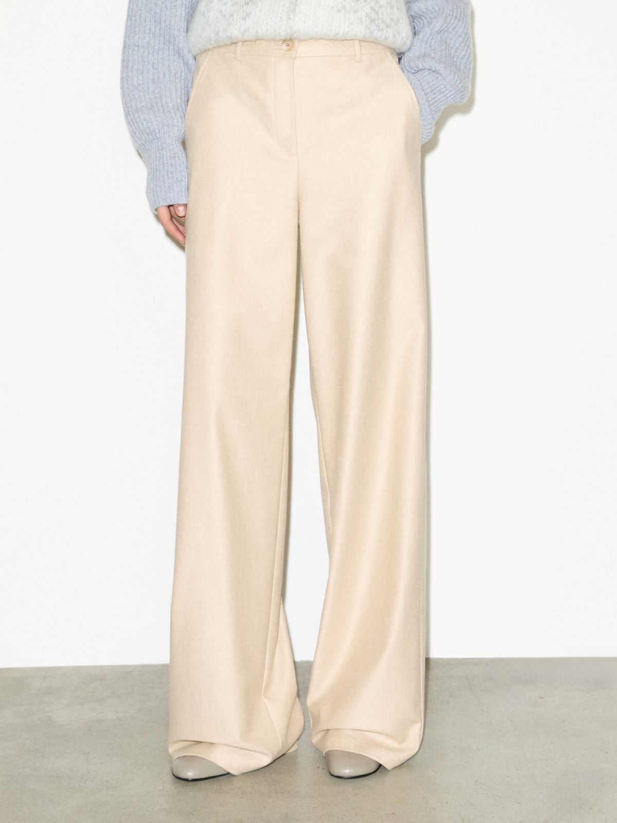 Wide-leg flannel trousers - BEIGE - MAX&Co.