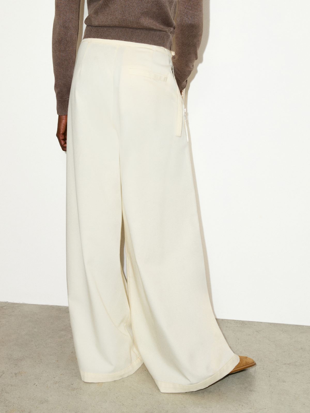 Extra-wide cotton trousers - WOOL WHITE - MAX&Co.