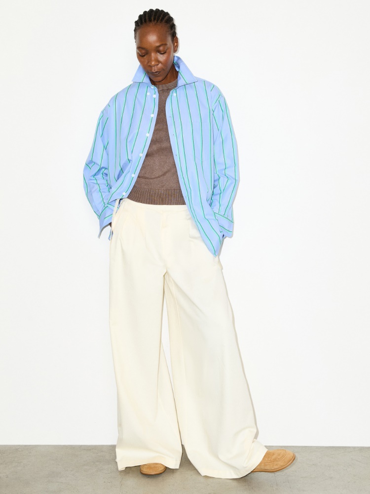 Extra-wide cotton trousers - WOOL WHITE - MAX&Co.