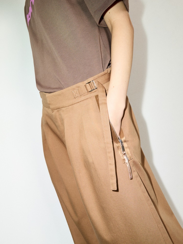 Extra-wide cotton trousers - CINNAMON - MAX&Co.